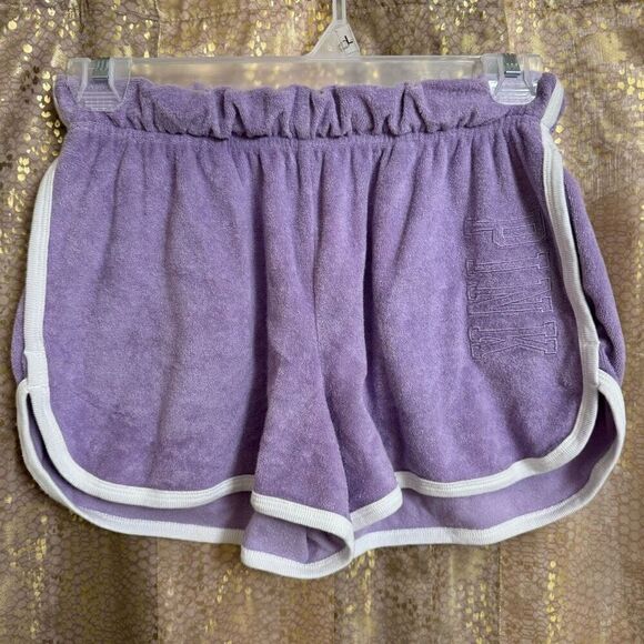 PINK Victorias Secret Lavender Purple Terry Cloth Varsity Booty Lounge Shorts XS - Picture 1 of 8